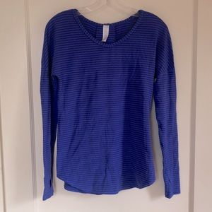 VGUC Ivivva Lululemon Girls Long Sleeve Top - Purple & Royal Blue Stripe Size 14